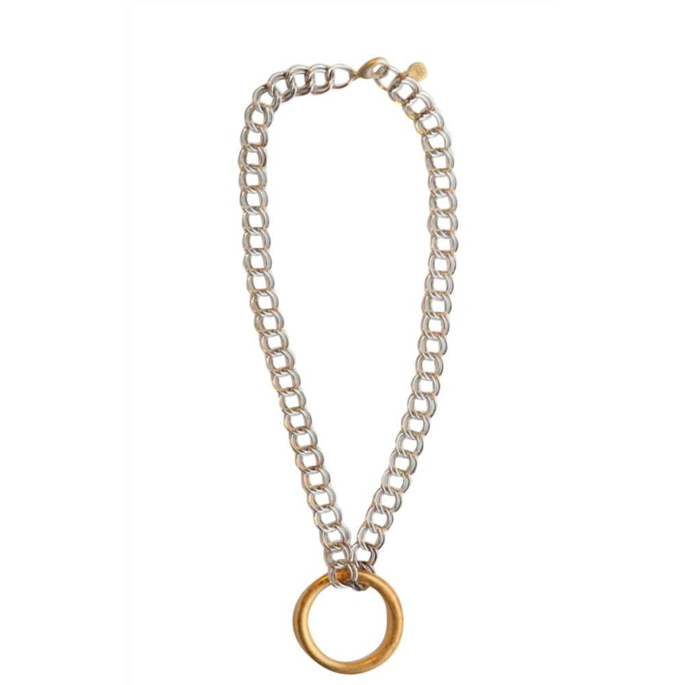 NEW CATHERINE PAGE women's noland hoop pendant in gold dipped bronze